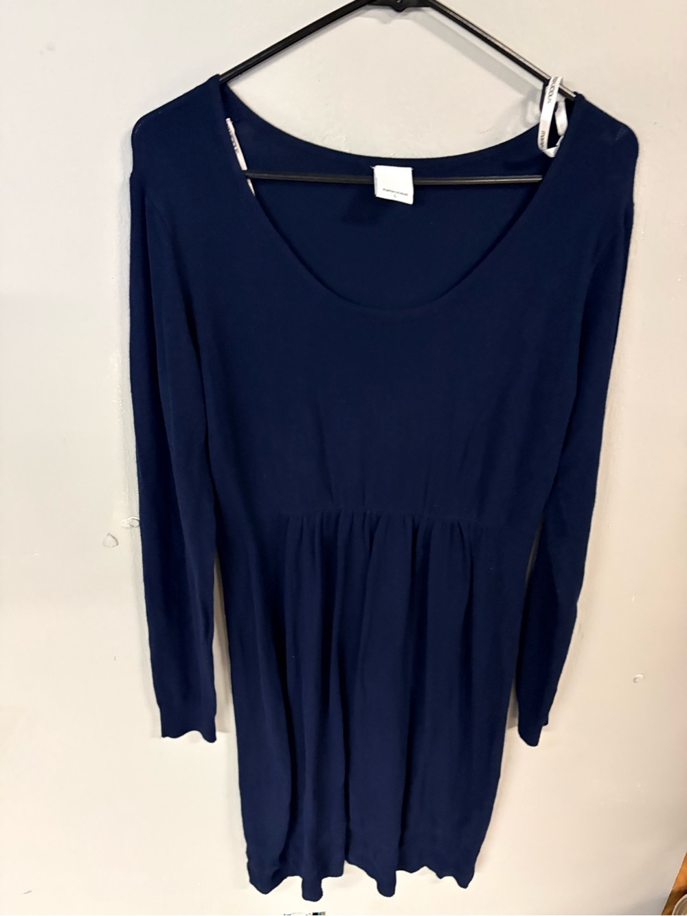 Women's Large Mamalicious Navy Scoop Neck Long Sleeve Dress Top, empire neckline